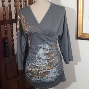 Cleo Casual pattern surplice top. Size M